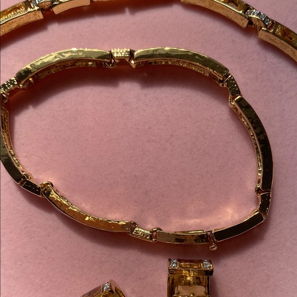 Swarovski-style Gold-brown tone Necklace Set with Crystal Accents! NEW! - Picture 6 of 11